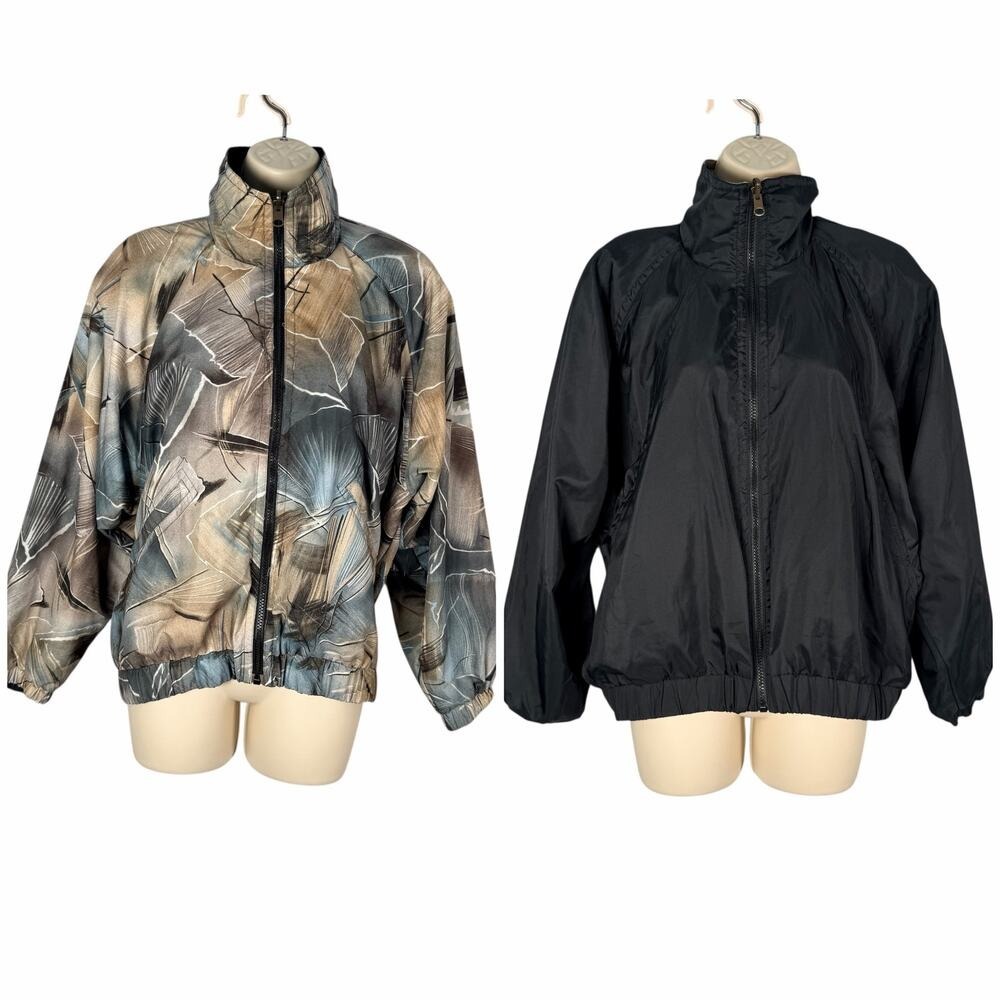 Vintage Pebble Beach Jacket PM Abstract Print Reverses to Black Golf Retro Artsy